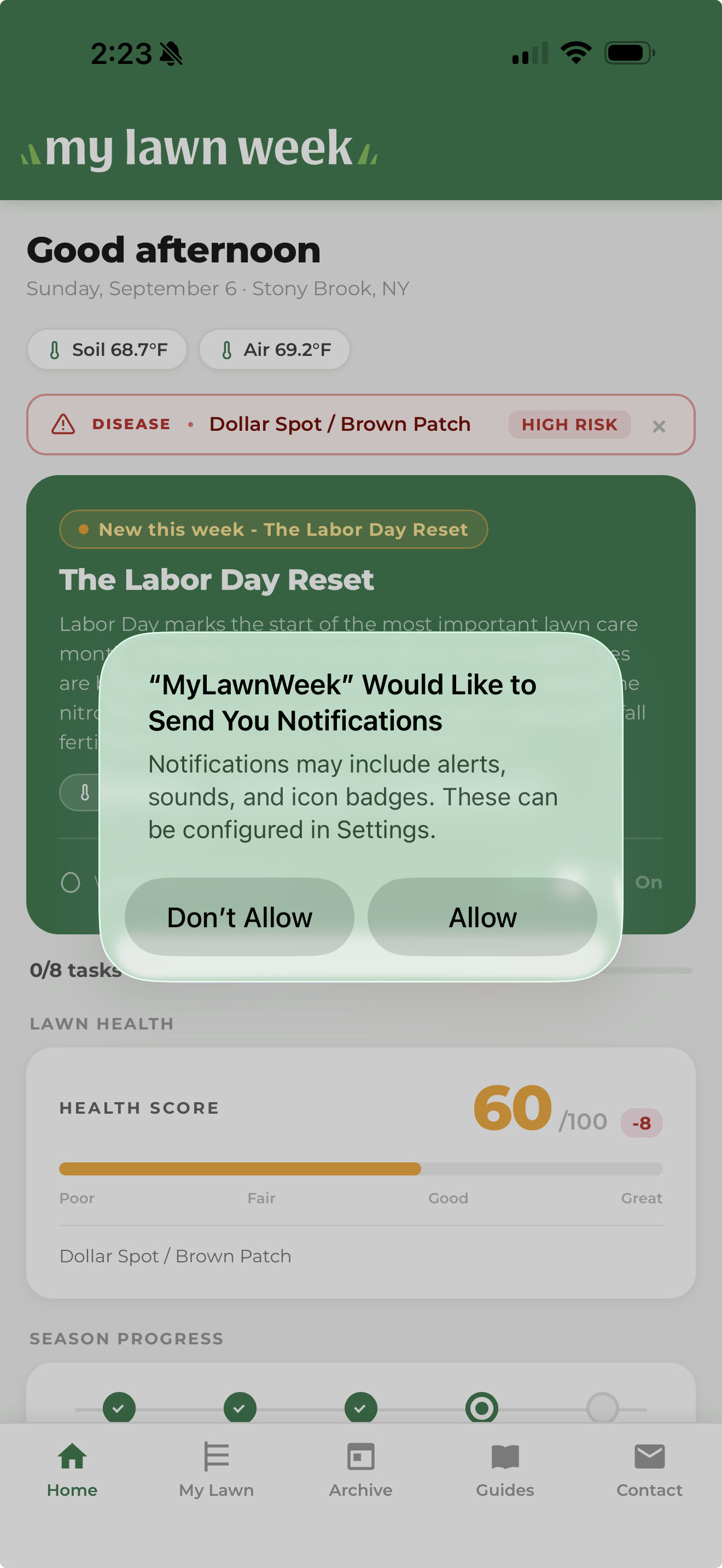 iOS notification permission dialog